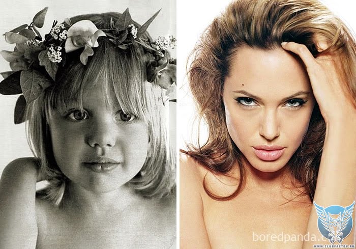 фотография Анджелины Джоли в детстве и сейчас