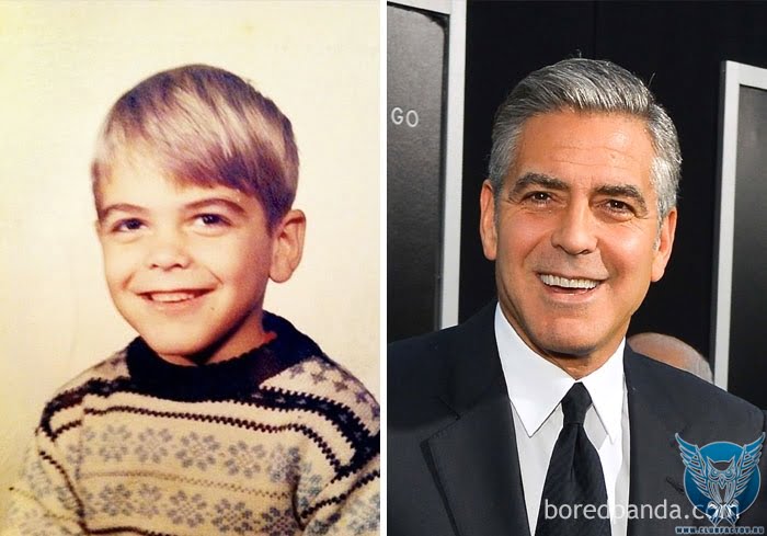 фотография Джорджа Клуни в детстве и сейчас